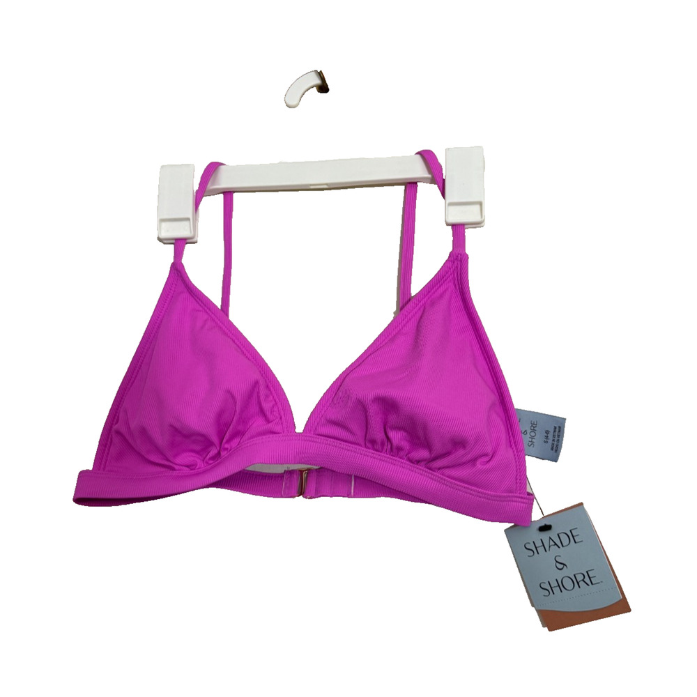 Shade & Shore Pink Triangle Bikini Top Size S 4-6 Adjustable Straps Swim